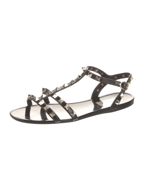 Valentino Rockstud Accents PVC T-Strap Sandals
