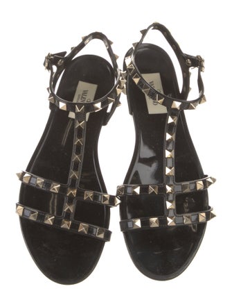 Valentino Rockstud Accents PVC T-Strap Sandals