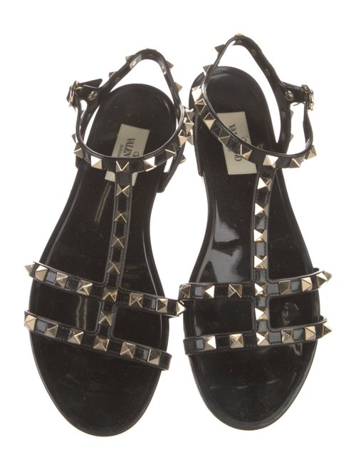 Valentino Rockstud Accents PVC T-Strap Sandals