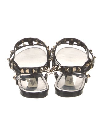Valentino Rockstud Accents PVC T-Strap Sandals
