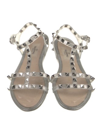 Valentino Rockstud Accents Rubber Slingback Flats