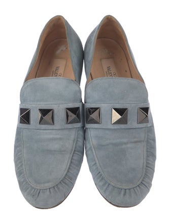 Valentino Rockstud Accents Suede Loafers