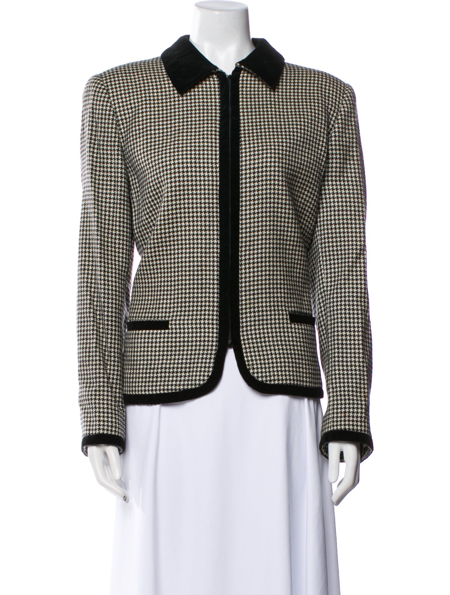 Valentino Wool Houndstooth Print Blazer