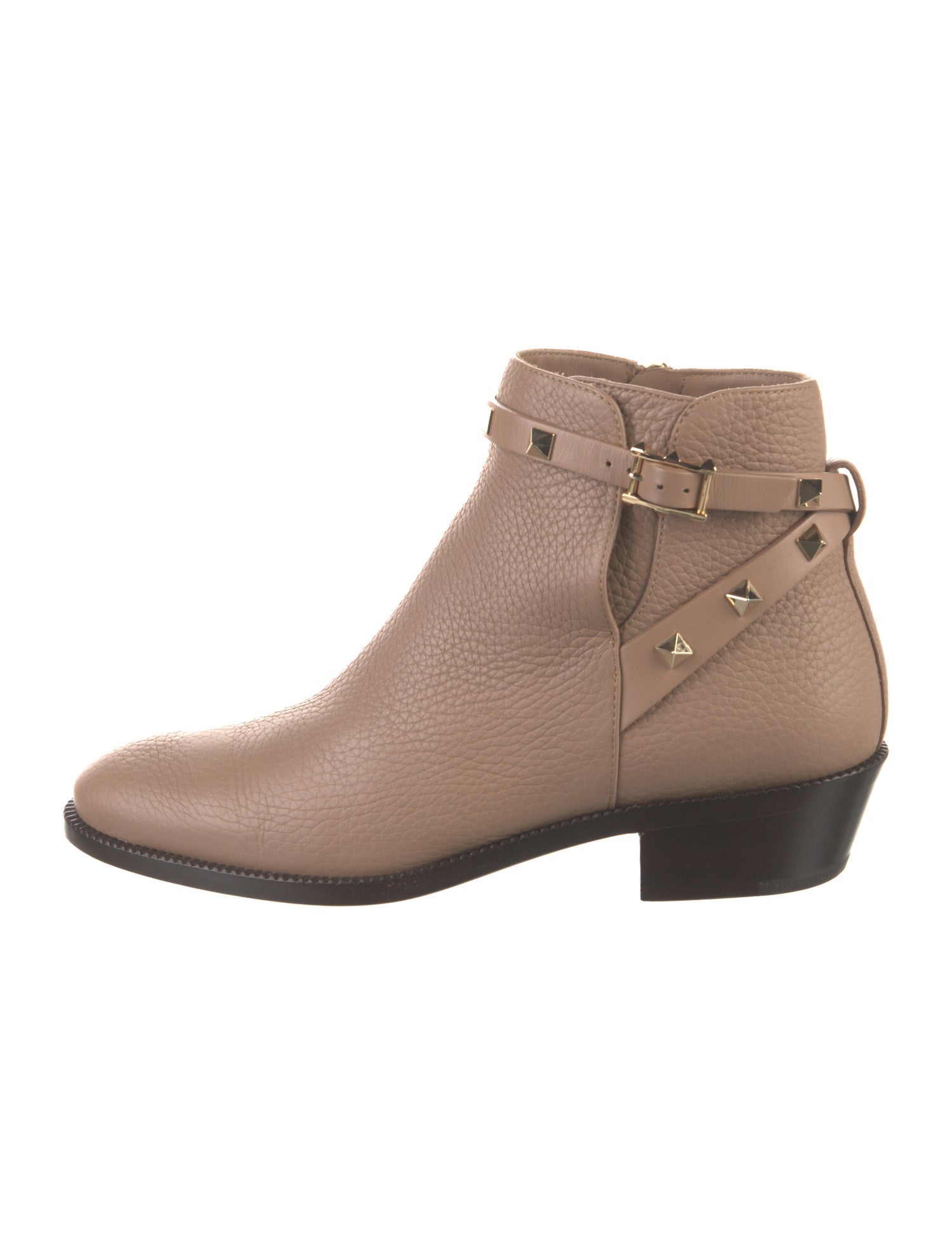 Valentino Rockstud Accents Leather Moto Boots