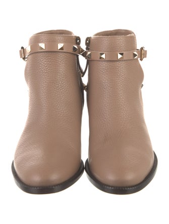 Valentino Rockstud Accents Leather Moto Boots