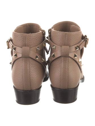 Valentino Rockstud Accents Leather Moto Boots