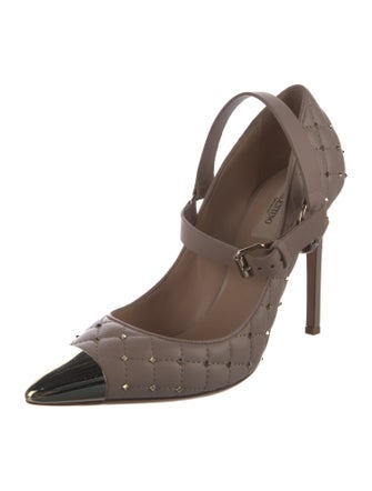 Valentino Rockstud Accents Leather Pumps