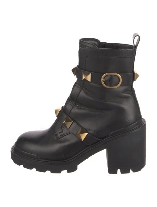 Valentino Rockstud Accents Leather Combat Boots