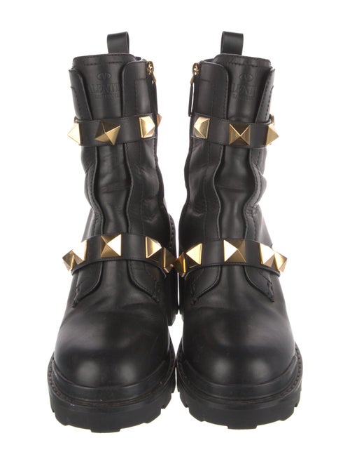 Valentino Rockstud Accents Leather Combat Boots