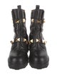 Valentino Rockstud Accents Leather Combat Boots