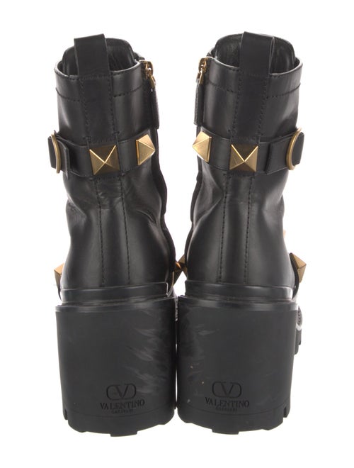 Valentino Rockstud Accents Leather Combat Boots