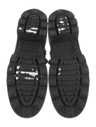 Valentino Rockstud Accents Leather Combat Boots