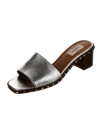 Valentino Rockstud Accents Leather Mules