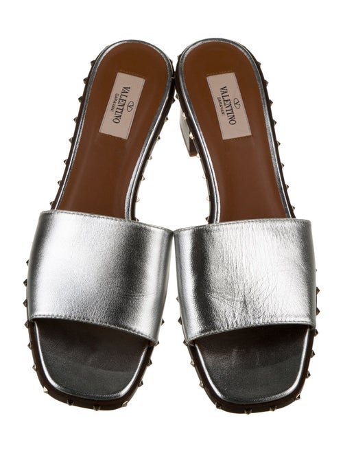 Valentino Rockstud Accents Leather Mules