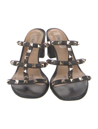 Valentino Rockstud Accents Leather Slides