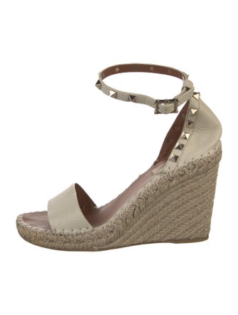 Valentino Leather Studded Accents Espadrilles