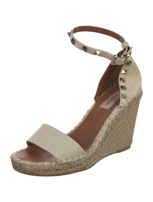 Valentino Leather Studded Accents Espadrilles