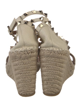 Valentino Leather Studded Accents Espadrilles