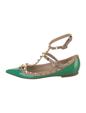 Valentino Rockstud Accents Patent Leather Ballet Flats