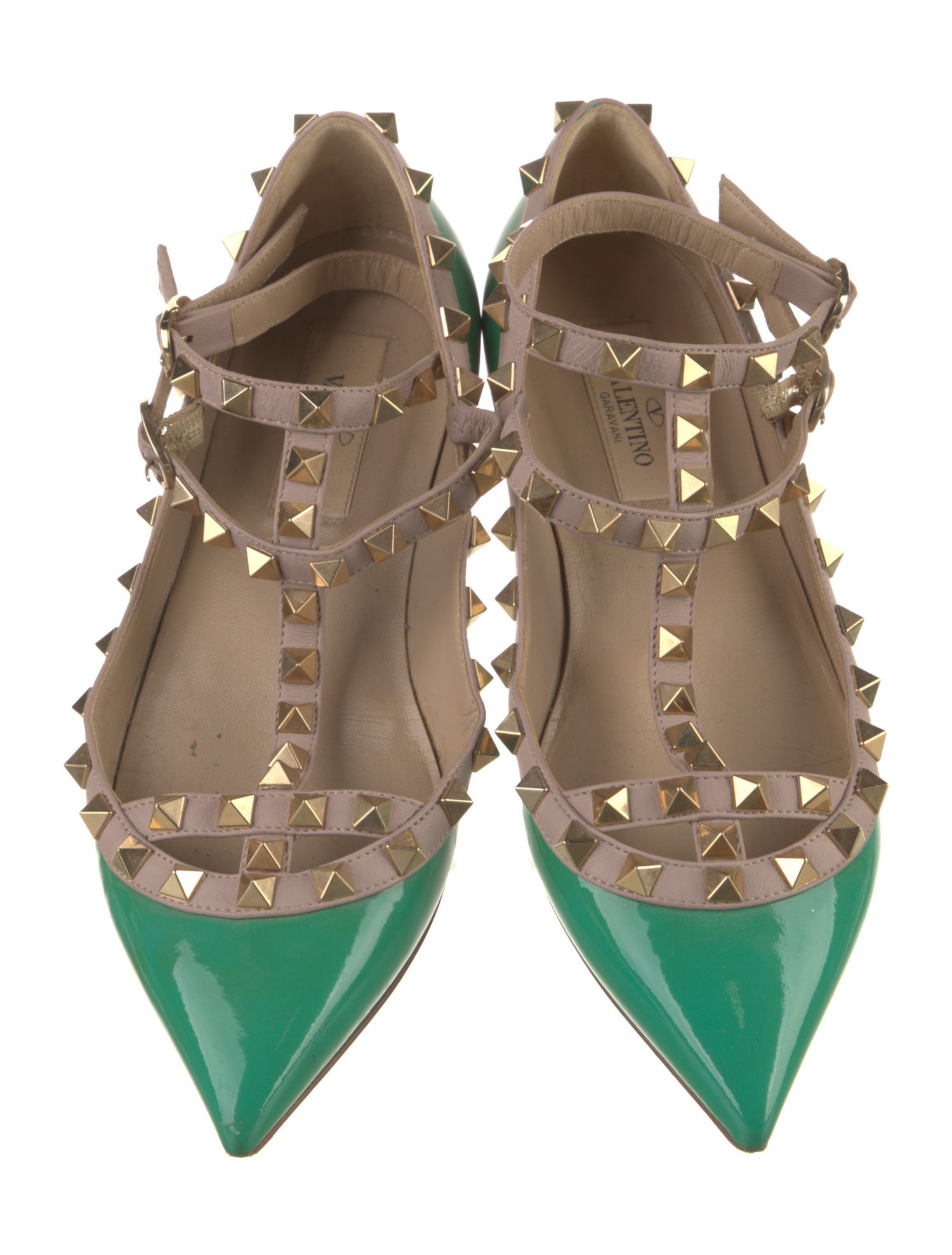 Valentino Rockstud Accents Patent Leather Ballet Flats