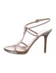 Valentino Leather Colorblock Pattern T-Strap Sandals