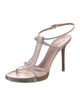 Valentino Leather Colorblock Pattern T-Strap Sandals