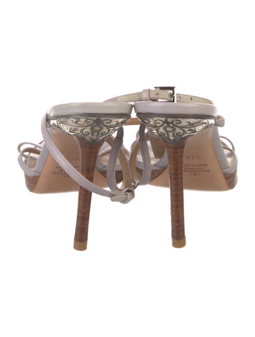 Valentino Leather Colorblock Pattern T-Strap Sandals