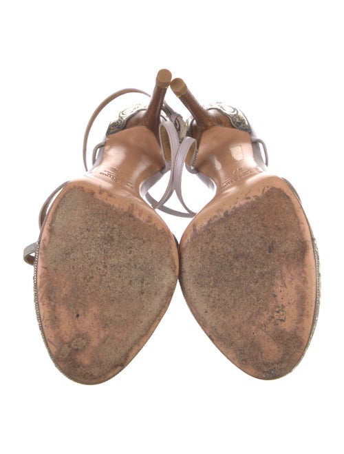 Valentino Leather Colorblock Pattern T-Strap Sandals