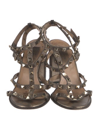 Valentino Rockstud Accents Leather Gladiator Sandals