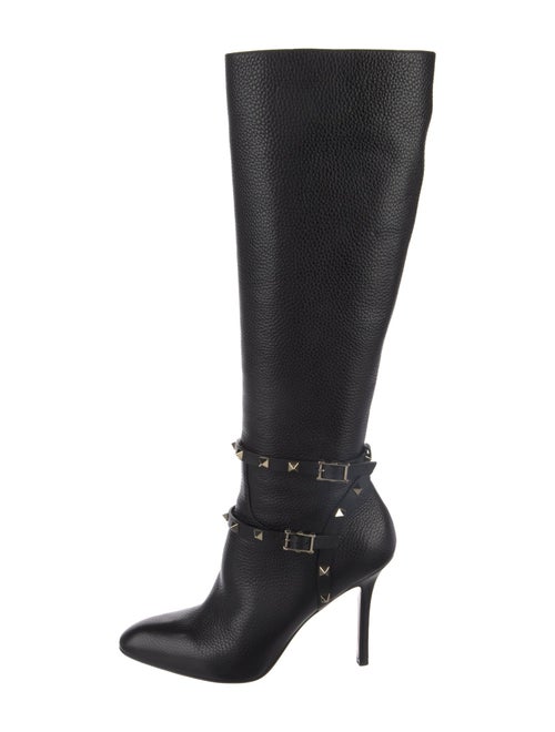 Valentino Rockstud Accents Leather Lace-Up Boots