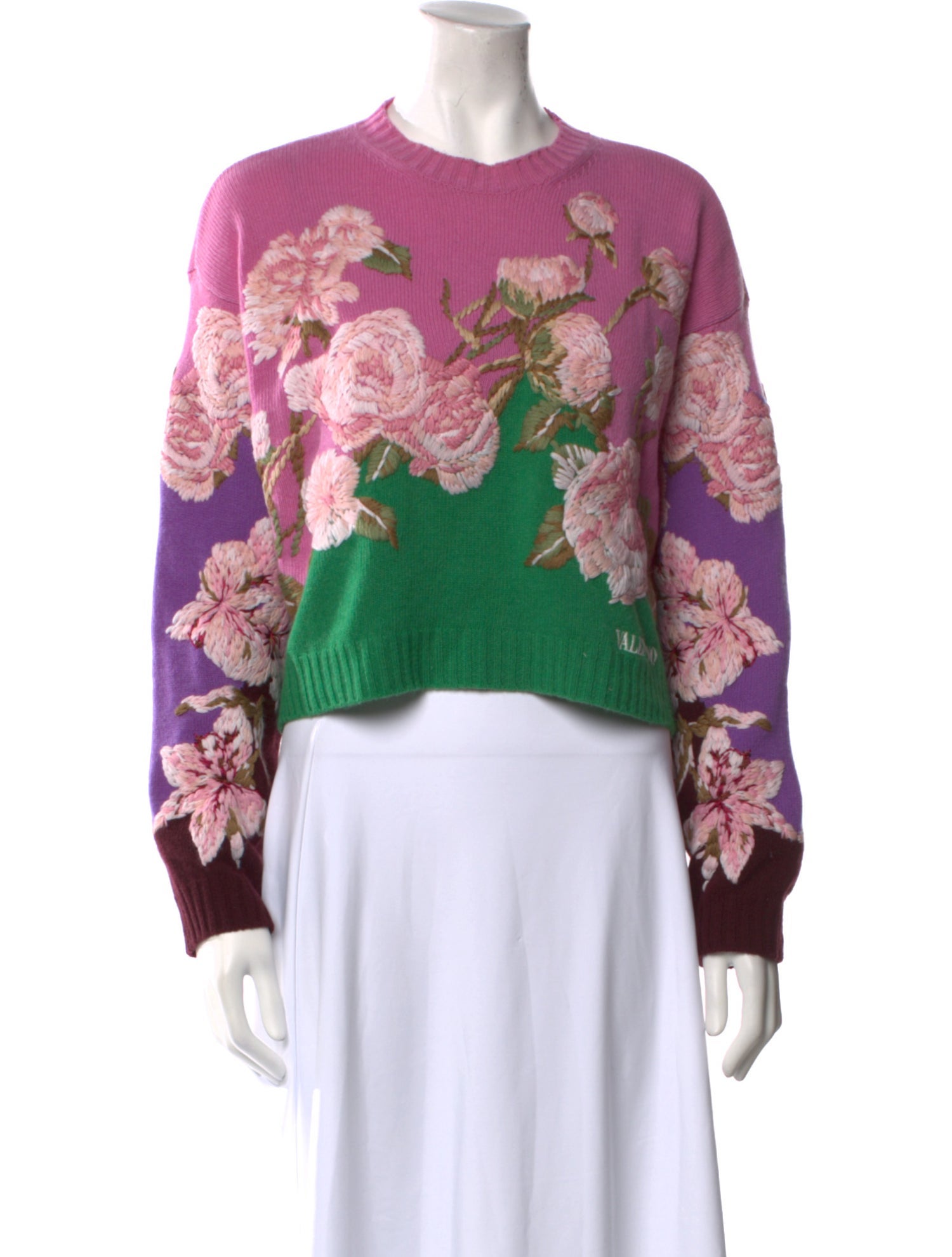 Valentino Virgin Wool Floral Print Sweater
