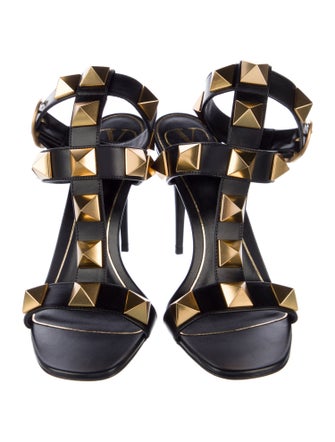 Valentino Rockstud Accents Leather T-Strap Sandals