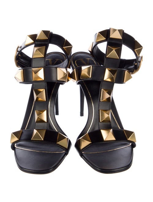Valentino Rockstud Accents Leather T-Strap Sandals