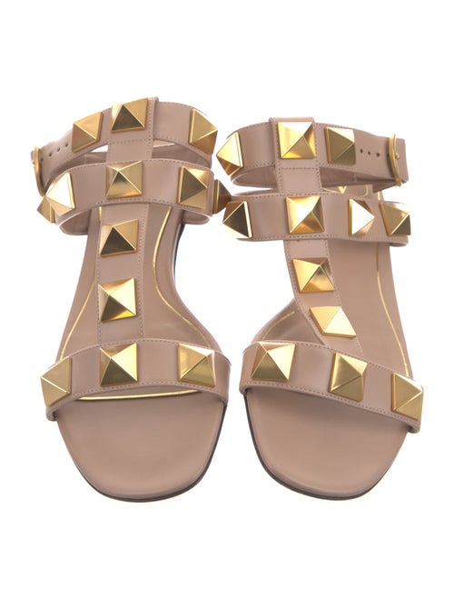 Valentino Rockstud Accents Leather T-Strap Sandals
