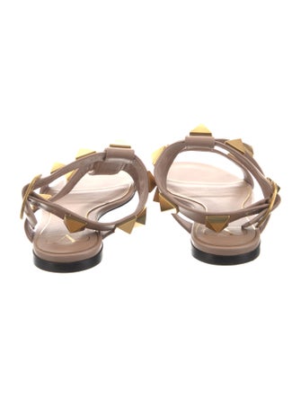 Valentino Rockstud Accents Leather T-Strap Sandals
