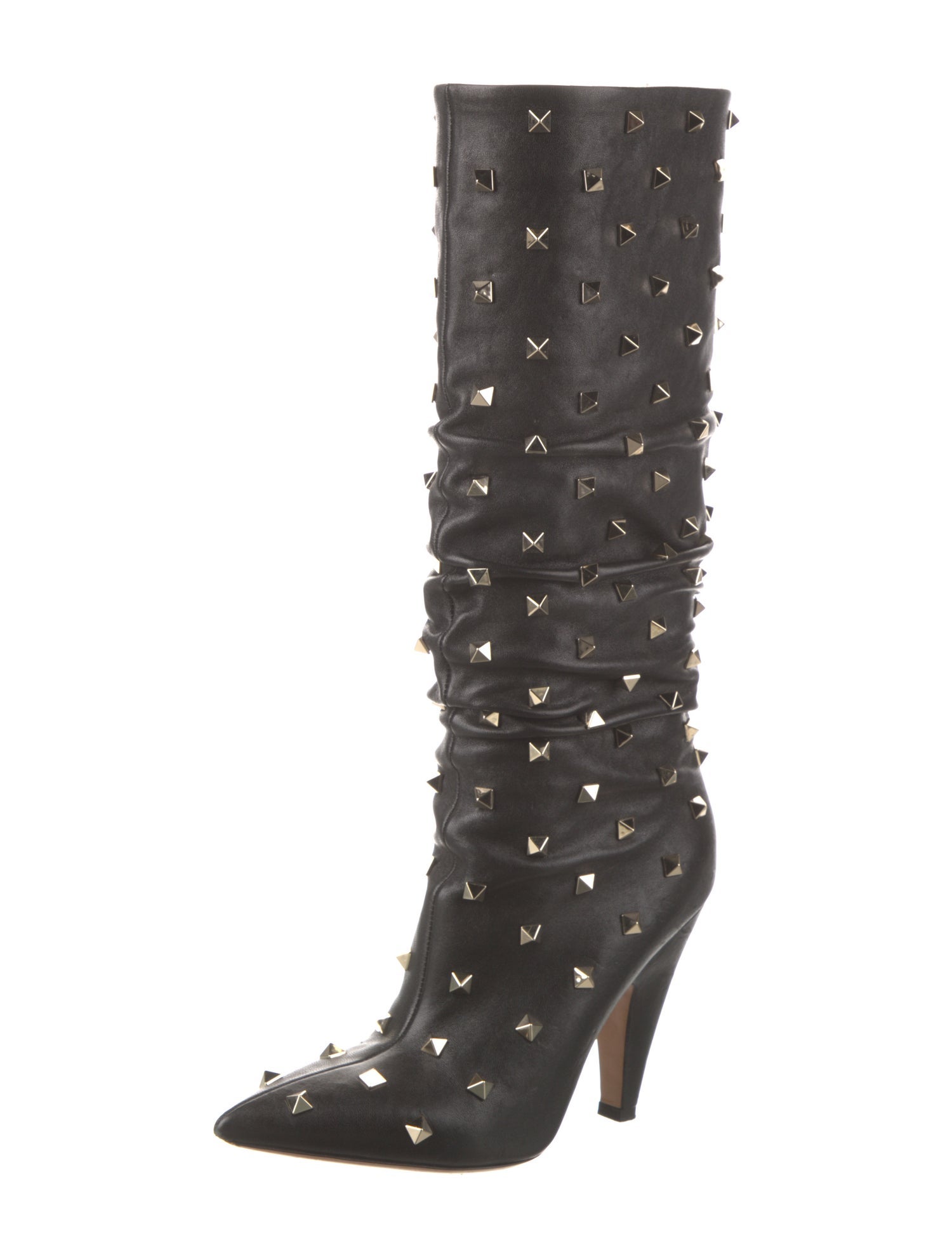 Valentino Leather Studded Accents Boots
