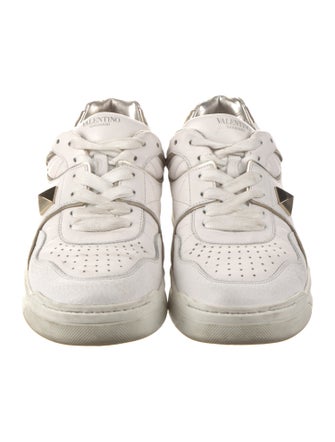 Valentino Rockstud Accents Leather Sneakers