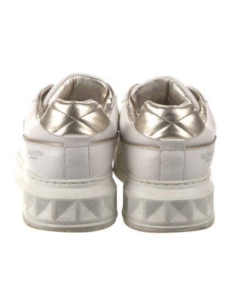 Valentino Rockstud Accents Leather Sneakers