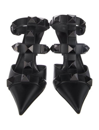 Valentino Rockstud Accents Leather T-Strap Pumps