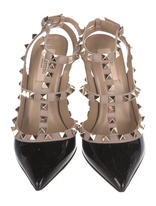 Valentino Rockstud Accents Patent Leather T-Strap Pumps