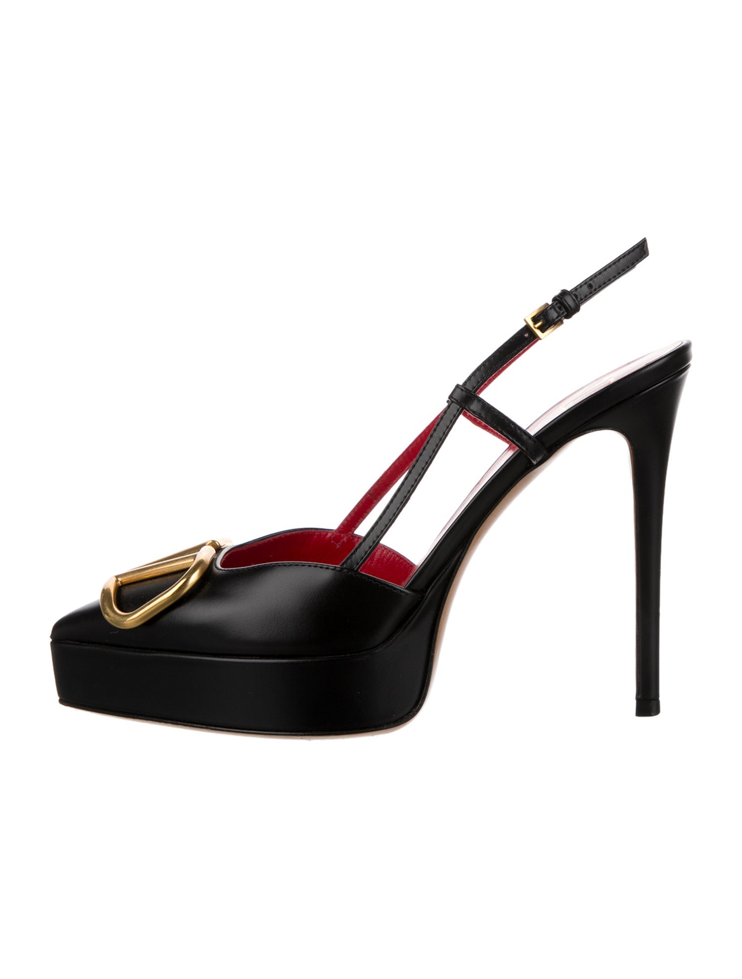 Valentino Vlogo Leather Slingback Pumps