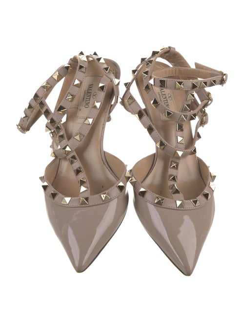 Valentino Rockstud Accents Patent Leather T-Strap Pumps