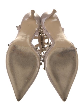 Valentino Rockstud Accents Patent Leather T-Strap Pumps