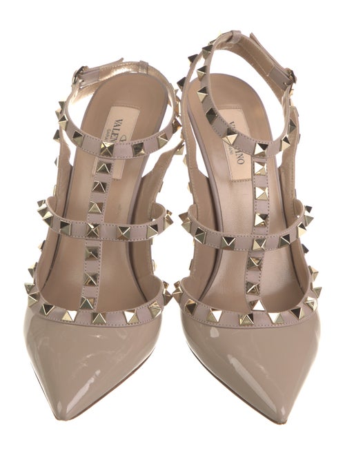 Valentino Rockstud Accents Patent Leather T-Strap Pumps