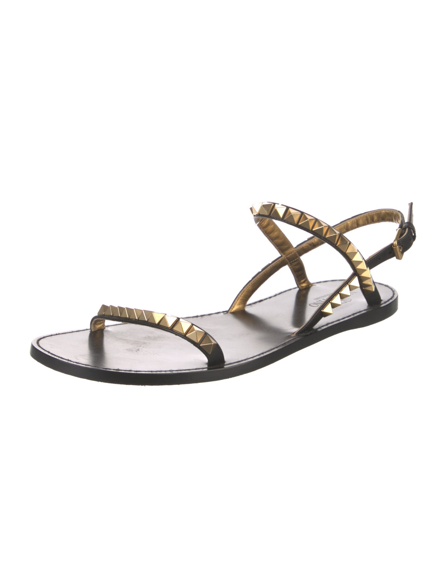 Valentino Rockstud Accents Leather Gladiator Sandals