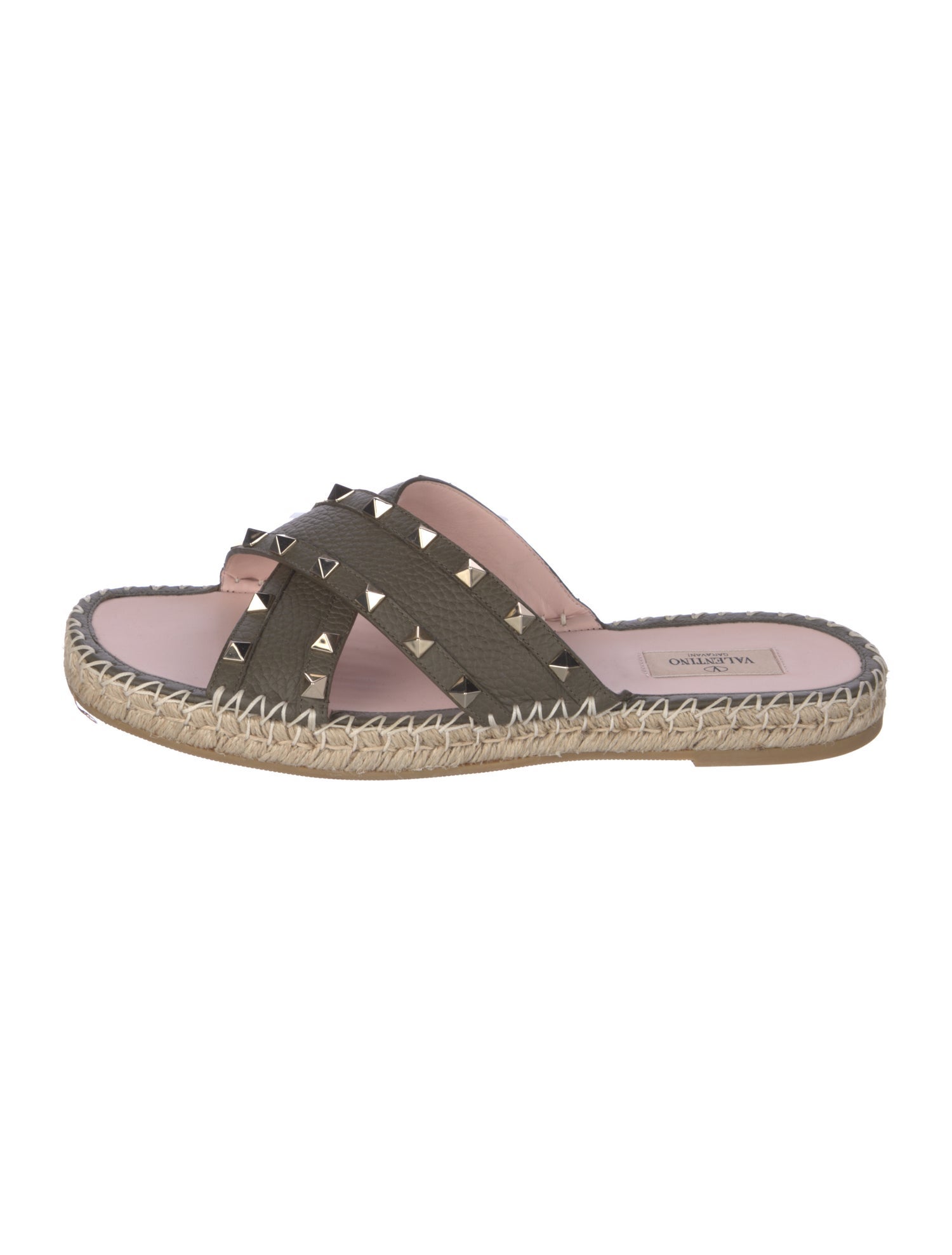 Valentino Rockstud Accents Leather Espadrilles