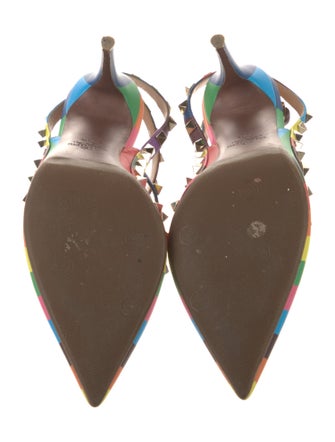 Valentino Rockstud Accents Leather T-Strap Pumps