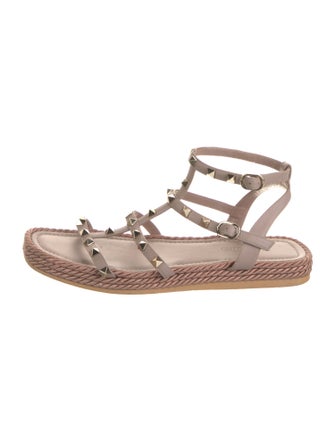 Valentino Rockstud Accents Leather Gladiator Sandals