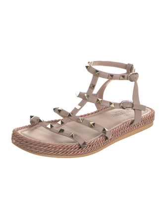 Valentino Rockstud Accents Leather Gladiator Sandals