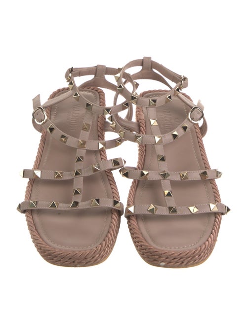 Valentino Rockstud Accents Leather Gladiator Sandals